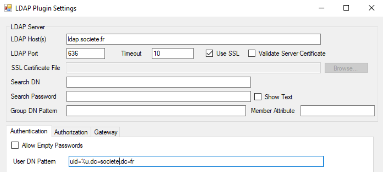 Configuration LDAP sous pGina